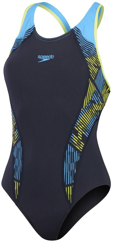 Speedo placement laneback true navy/curious blue/lemon drizzle l -