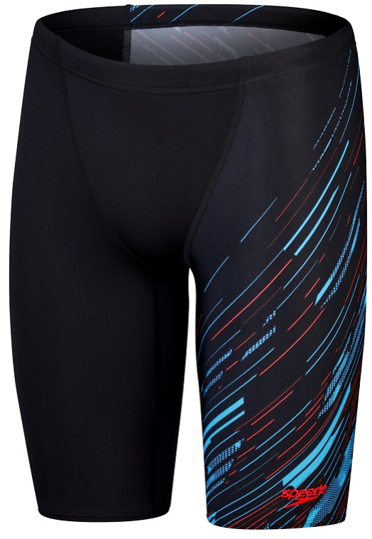 Speedo hyperboom v-cut jammer black/picton blue/siren red xl - uk38